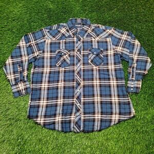 VTG 90s Wrangler Western Pearl Snap Flannel Mens 2XL / Oversized XL Baggy